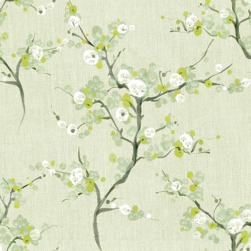 Abyssaly Papel tapiz retro con diseño floral claro para despegar y pegar, papel de contacto de flores extraíble para muebles de pared, gabinetes,
