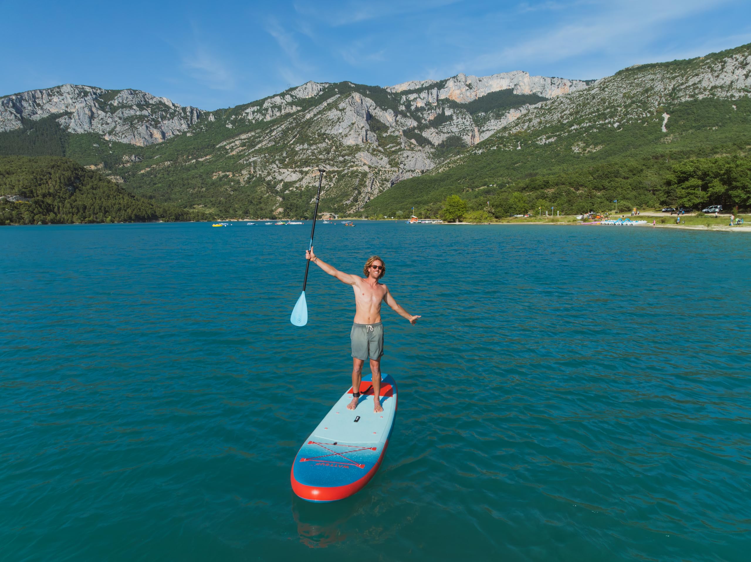 Wattsup - SUP Stand Up Paddle nadmuchiwany F12 12' - 366x84x15 cm Dropstitch - Zestaw kompletny: Wiosło, Smycz, Pompa, Torba transportowa - Do 150 kg - Niebieski