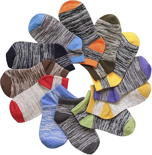 Miniatura 4 de Hzcojulo Calcetines de algodón atléticos de corte bajo para niños y niñas, talla de 1 a 15 años, 12 pares
