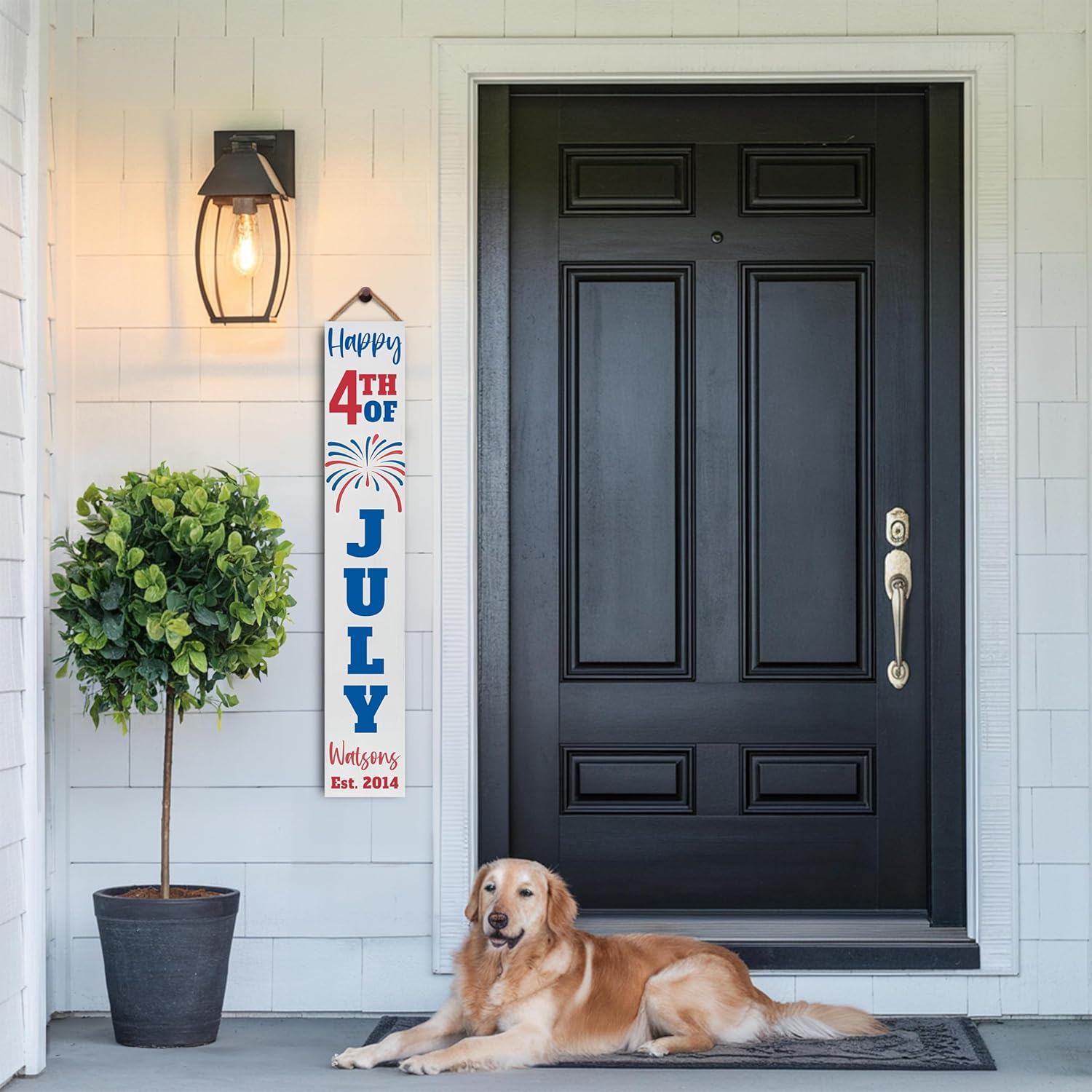 Personalized 4th of July Welcome Porch Sign, Custom Independence Day Welcome Sign for Front Door, Welcome Home Decorations for Outdoors, 48x8" PVC Sign (Design 14)