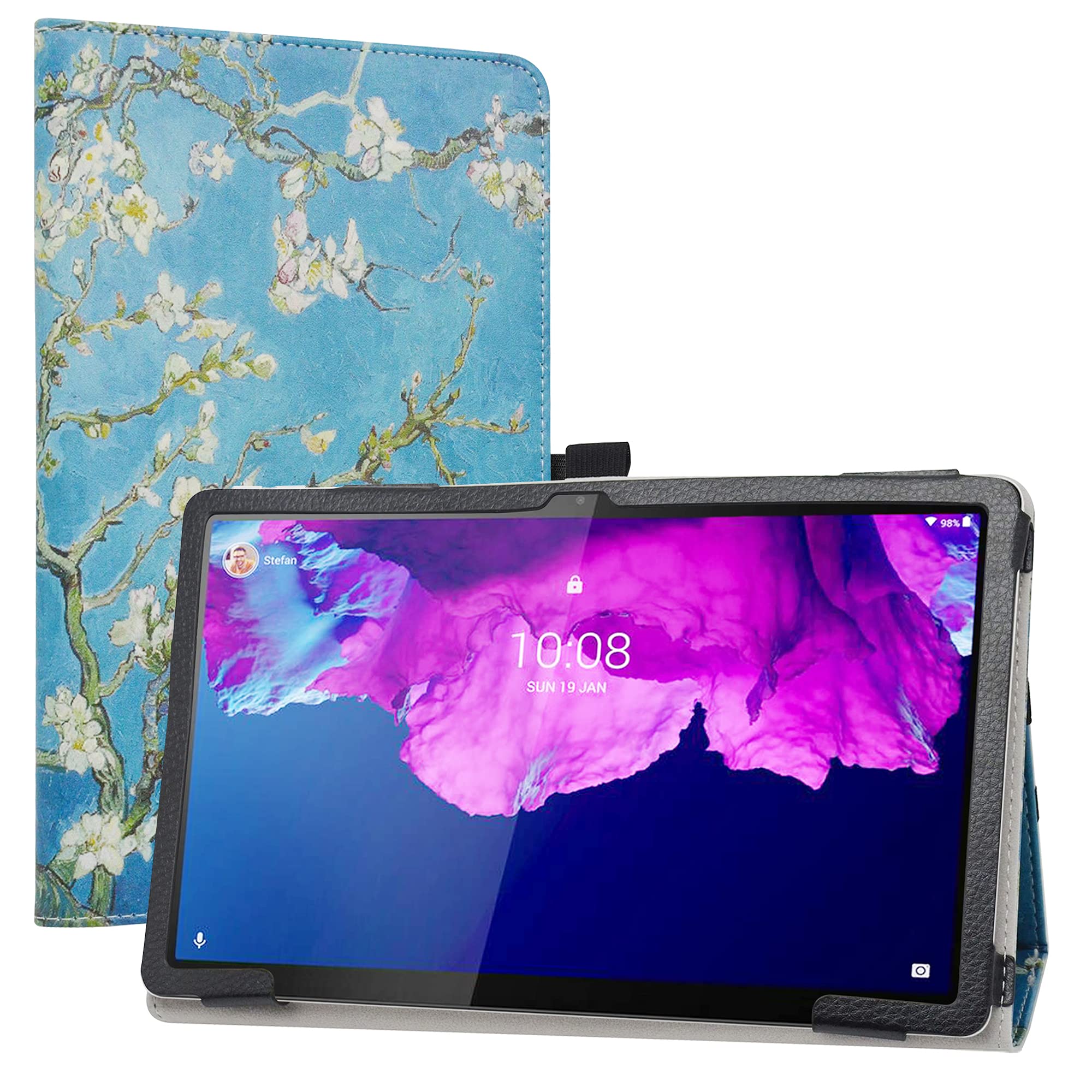 LabanemA Case with Lenovo Tab P11, Slim Fit PU Leather Slim Folding Case Cover for 11 Inch Lenovo Tab P11 /P11 Plus /P11 5G (TB-J606F /J616F /J607Z) Tablet - Almond Blossom