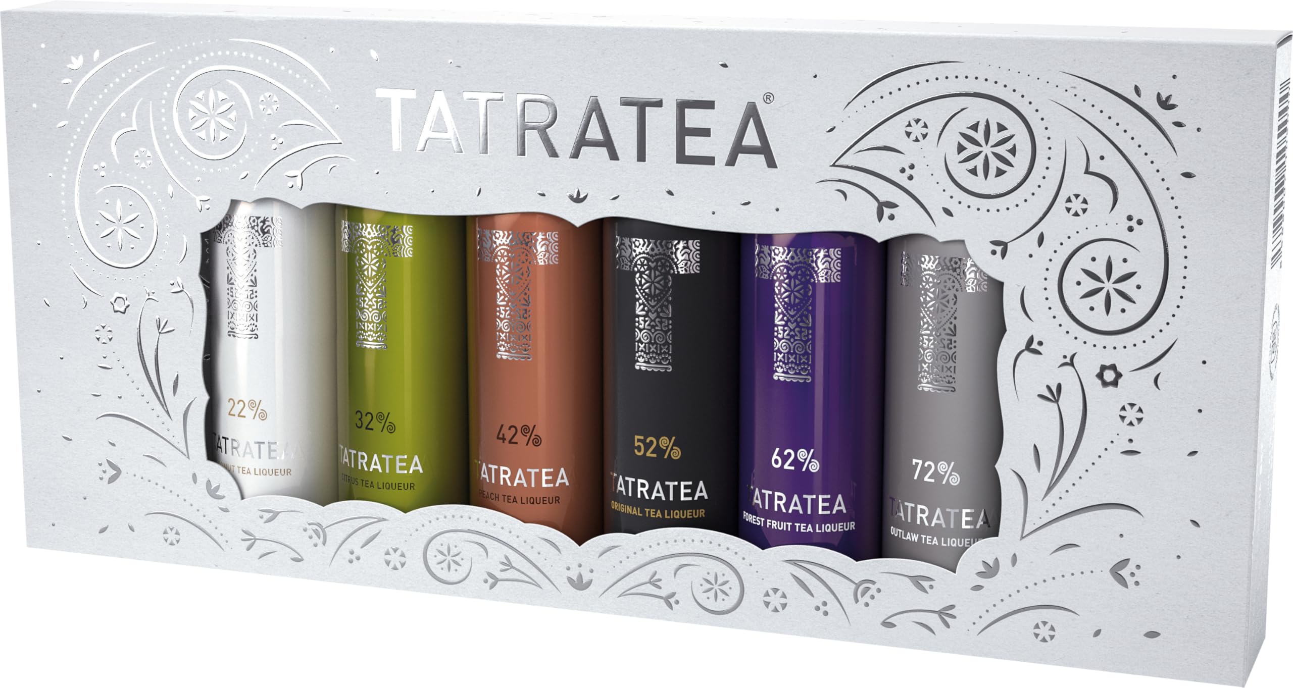 TATRATEA Mini Geschenkset 6 x 0,04l mit verschiedenen% vol. Alc. (1 Pack) mit den Sorten: Outlaw 72, Forest Fruit 62, Original 52, Peach 42, Citrus 32, Coconut 22 (6 x 0.04l)