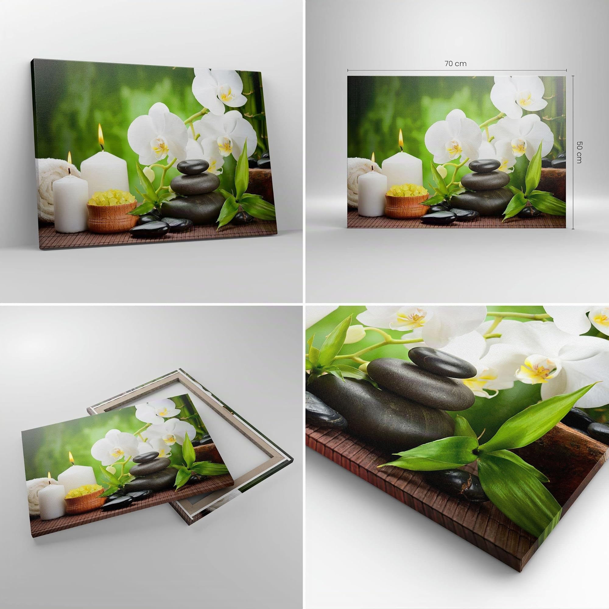 ARTTOR Bilder auf Leinwand Blume aromatherapie spa Leinwandbild 70x50cm Wandbilder Dekoration Wohnzimmer Schlafzimmer Küche Deko Klein Wanddeko Bild Wand Kunstdruck Art Wall Decor Canvas AA70x50-2718
