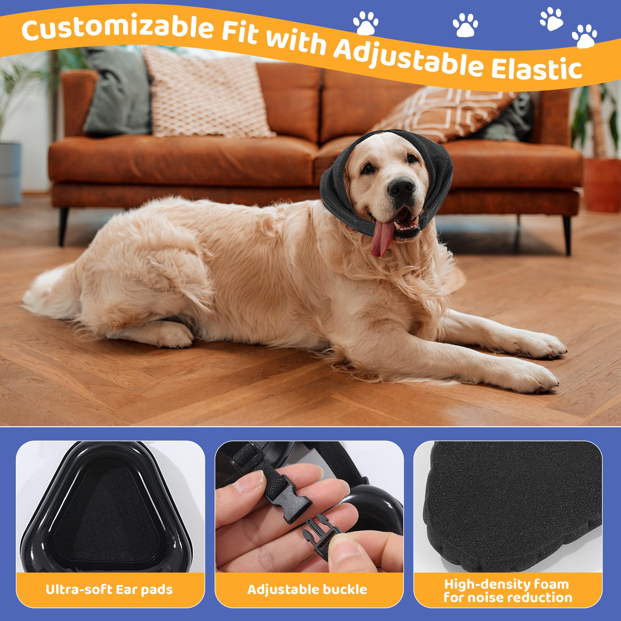 BALAPET Anti-Slip Dog Headphones Noise Cancelling with Ear Wraps, Warm Dog Ear Muffs for Noise Protection(S) 2