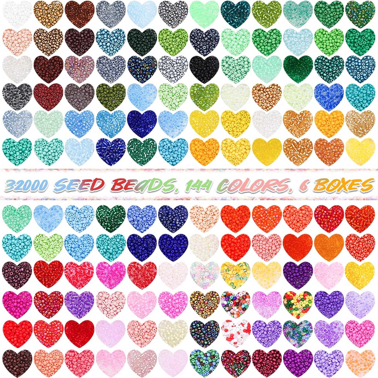 Glass Seed Beads Kit 3mm Small Waist Beads 8/0 with Elastic String Tweezers for Jewelry Necklace Bracelets Earring Making (144 Colors) - Image 2