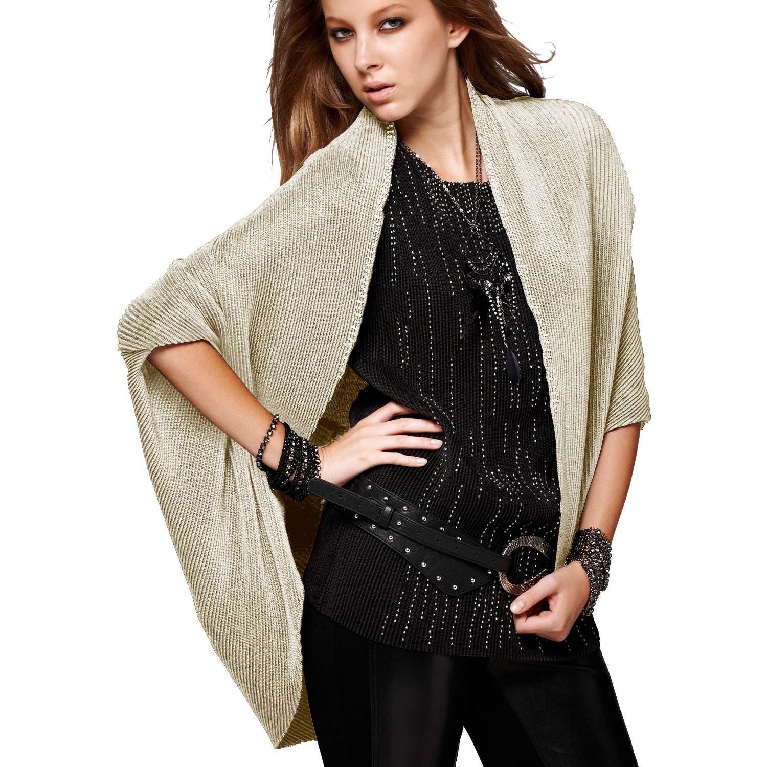 Pleats Bolero Cardigan Silvering Beads Embroidery XS S M L XL 1X 2X 3X