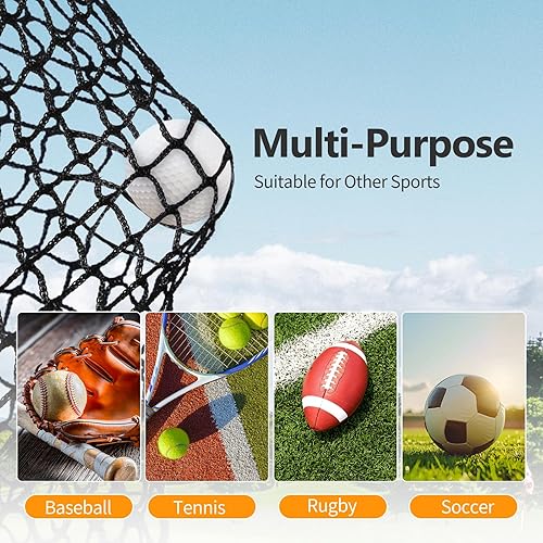 Miniatura 5 de SHANTRA Red de golf sin marco, red de jaula de bateo de golf de 10 x 10 x 10 pies, red de golf con 4 mosquetones y 4 cuerdas de amarre, red de
