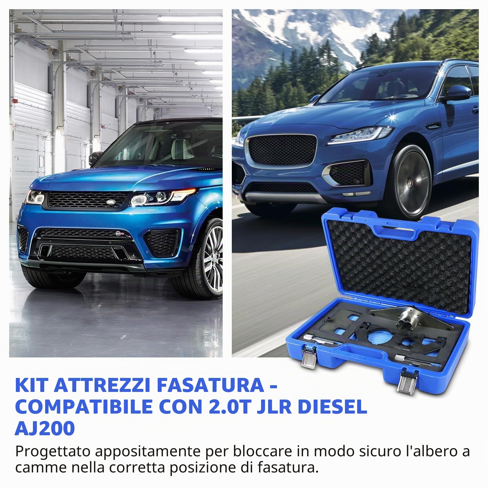 Kit di strumenti di fasatura per bloccaggio albero a camme motore compatibile con Land Rover Jaguar Aurora 2.0T JLR AJ200 Diesel Engine Set di strumenti di allineamento albero a camme, OEM JLR-303