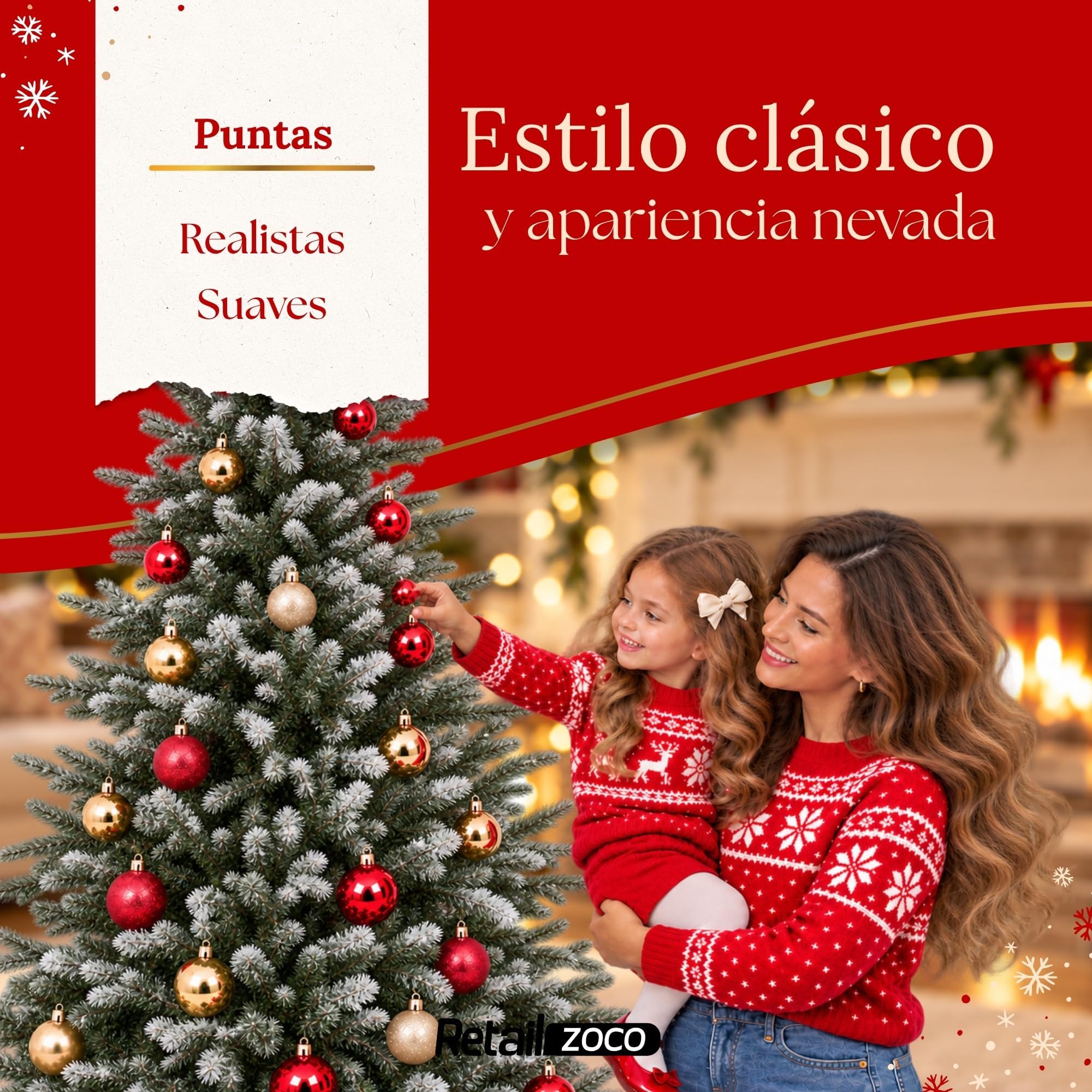 Árbol de Navidad Nevado Artificial Iluminado 180 Cm De 1564 Puntas - imagen 5