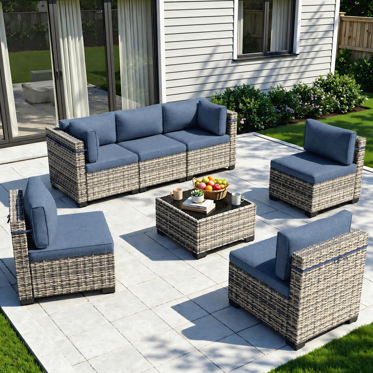 Sweecci 7-Piece Modular Patio Sectional Sofa Set