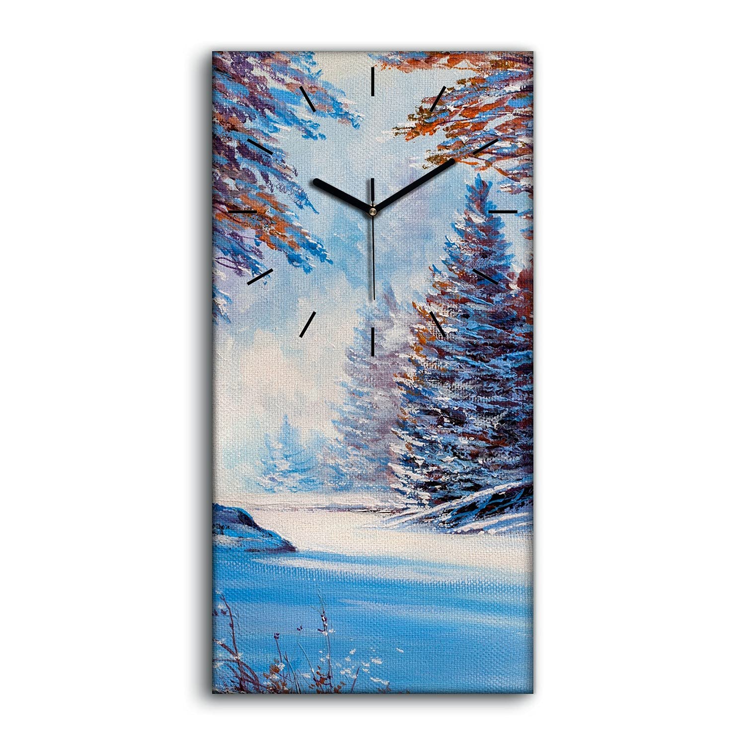 Horloge sur Toile Silencieuse Ne Pas Tic Tac Cadre Art Moderne Arbres Forestiers d'Hiver 30x60cm