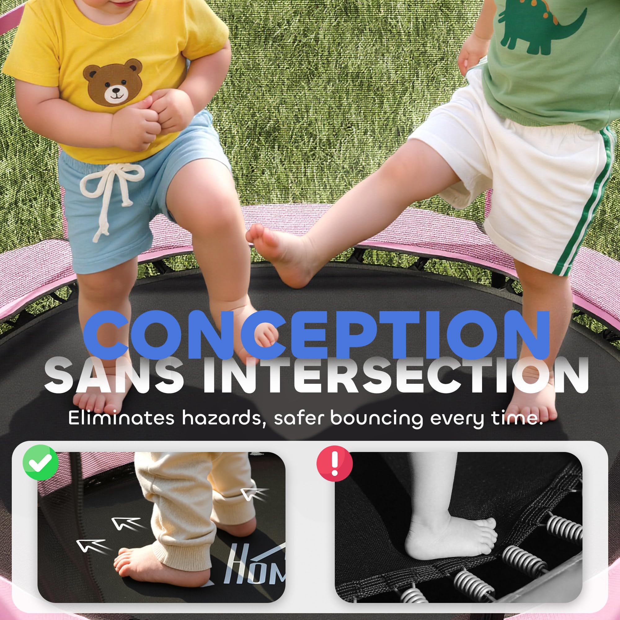 HOMCOM Trampoline Enfant Ø 1,40 m Filet de sécurité Porte zipée Couvre-Ressorts 6 poteaux rembourrés Inclus