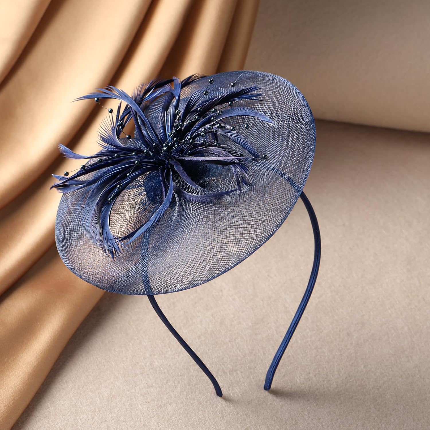 Heart Mesh Tea Party Hats - Feather Derby Fascinators 2026 Kentucky Hat with Hair Clip for Women Wedding - Image 3
