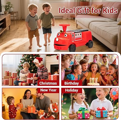 Miniatura 8 de Tren eléctrico de 2 plazas, coche eléctrico para niños de 12 V con silbato de tren, faro, MP3 y Bluetooth, juguete de conducción a batería sin