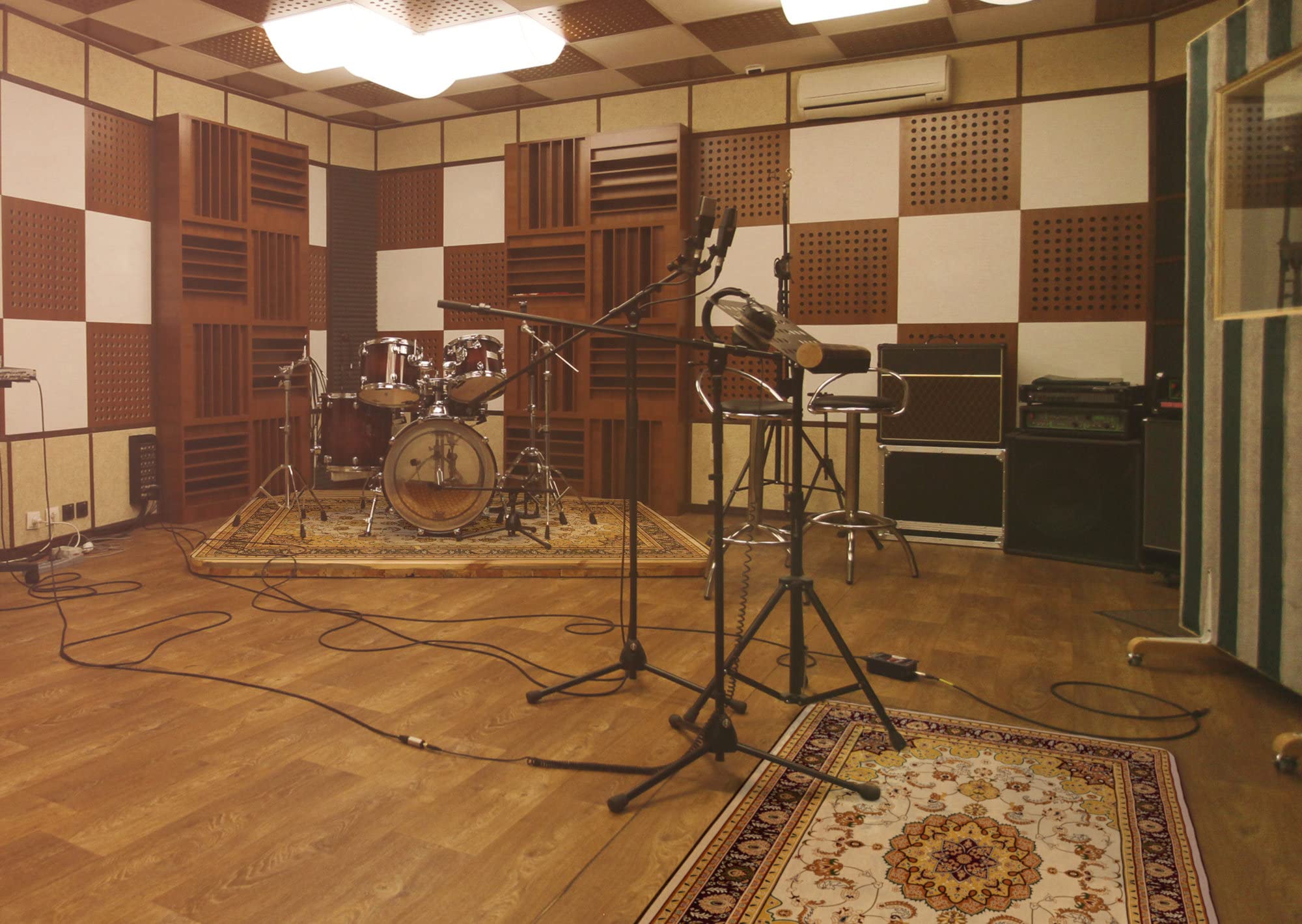 Stagecaptain DTO-1620 Drum Teppich Oriental - Großer Schlagzeugteppich - 160 x 200 cm - Dicht gewebte Oberfläche - rutschfeste Unterseite - Mit Klettband - Transporttasche - Braun