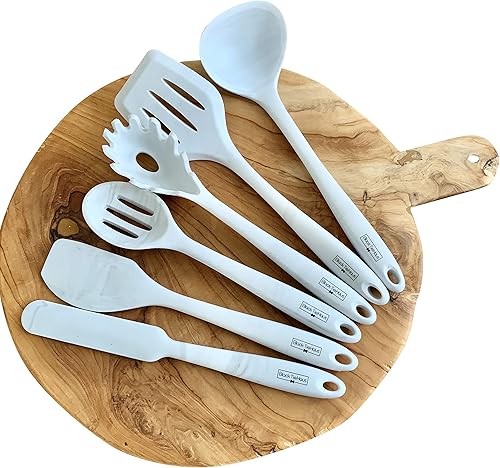 Miniatura 6 de Juego de utensilios de cocina con efecto mármol blanco para casa y hogar Black Tie Haus