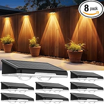 Solar Fence Lights Outdoor 8 Pack - 3 Modes (Warm/Neutral/Cool White), Fence Lights Solar Powered for Outside, IP65 Waterproof, Deck Lighting for Wall, Step, Patio, Pathway, Stairs