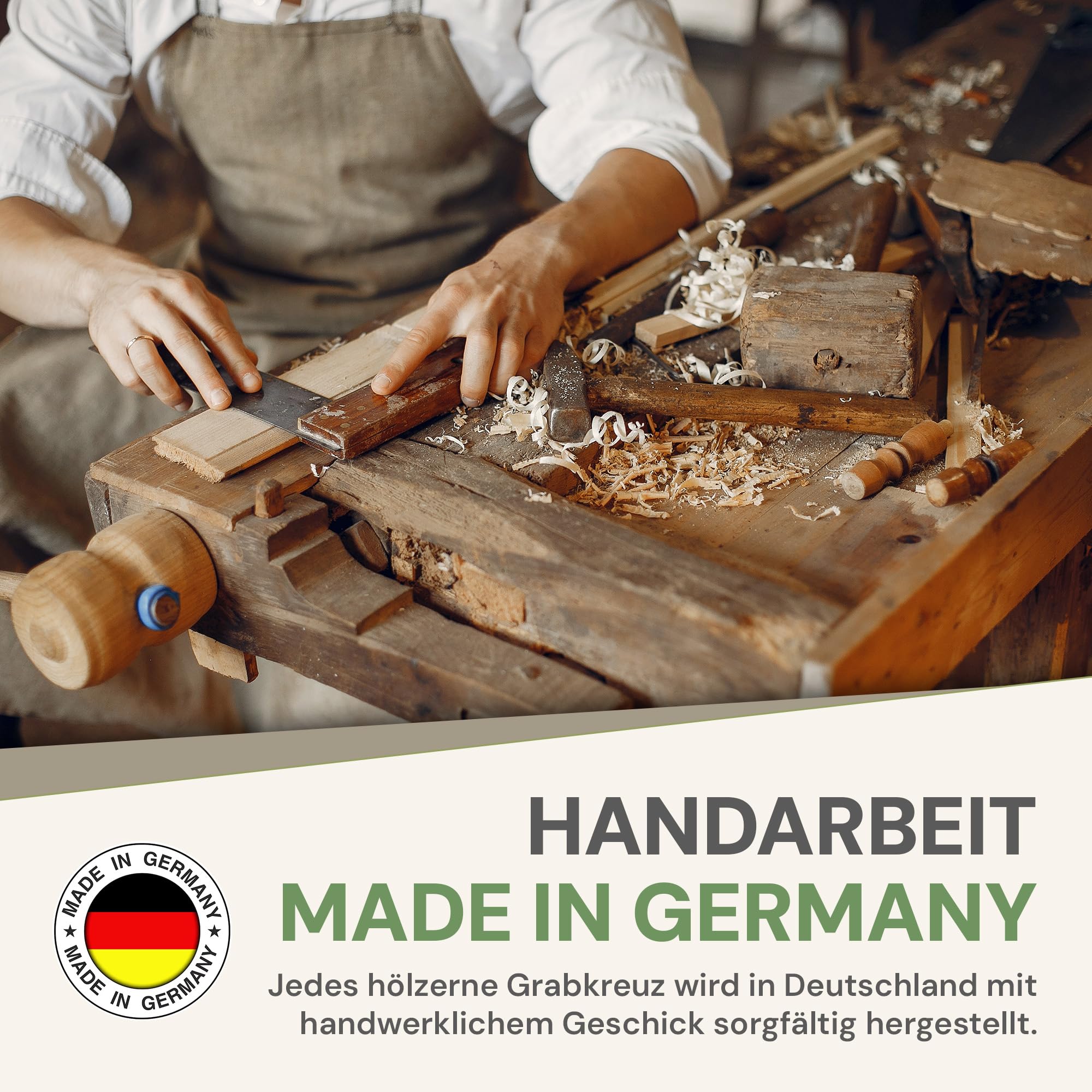 Urnenkreuz Premium 100 cm groß aus Holz mit personalisierter Beschriftung für Urnengrab – handgefertigt in Deutschland – hochwertiges Holzkreuz für Grab, Urne und Gedenkstätte – wetterfest