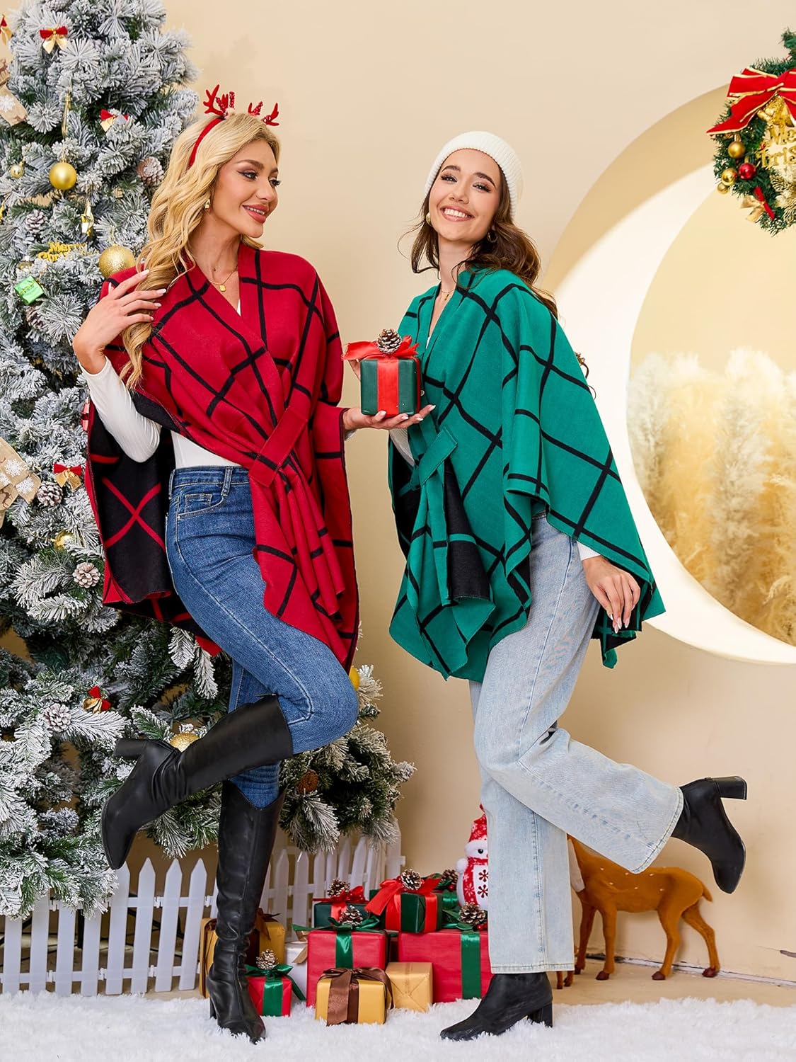 Moss Rose Women's Shawl Wrap Poncho Ruana Cape Open Front Cardigan Shawls for Spring Fall Winter - Image 3