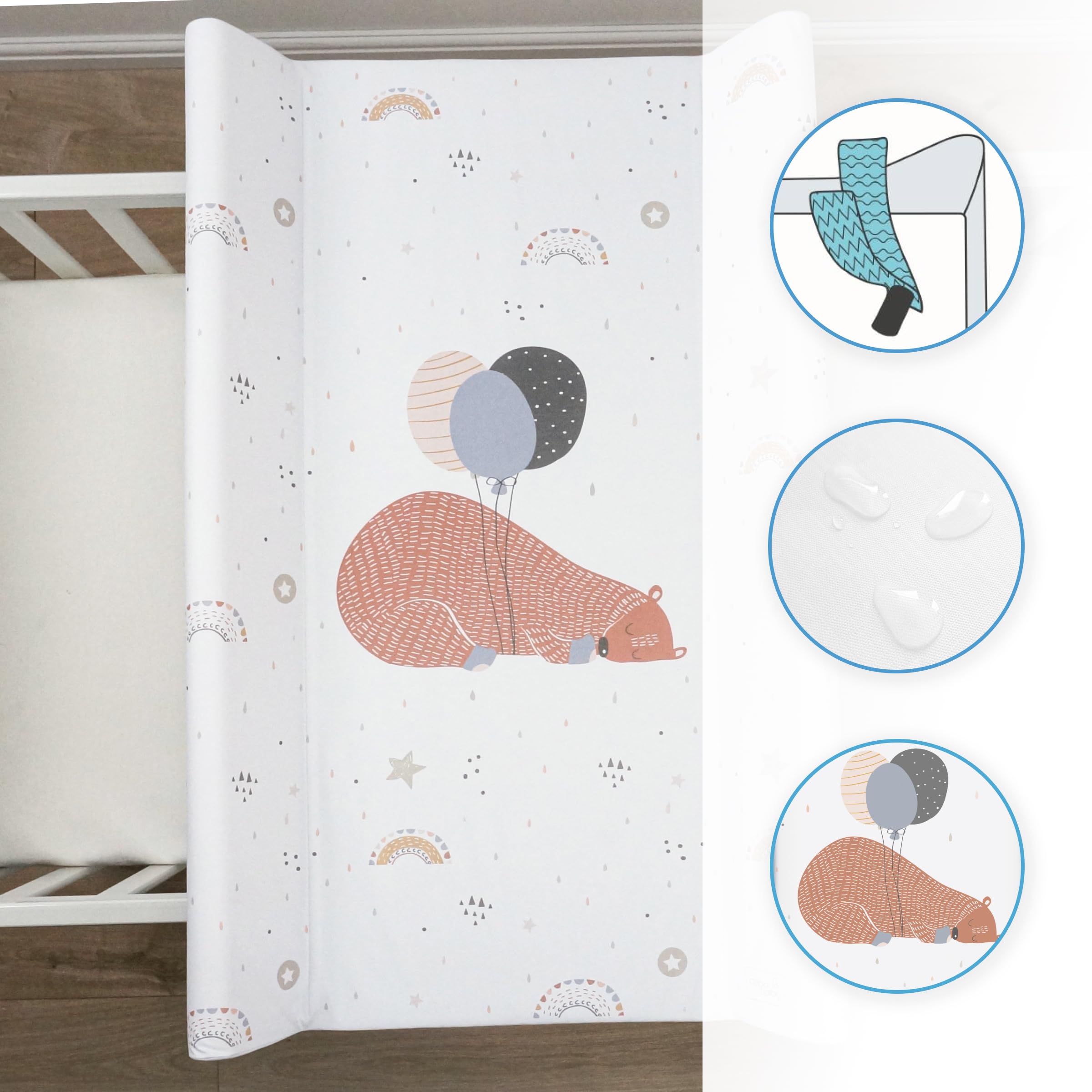 Matelas à Langer Rigide 80x50cm Avec Bords Surélevés - Pour Lit Bébé 140x70cm - Modèle Souris