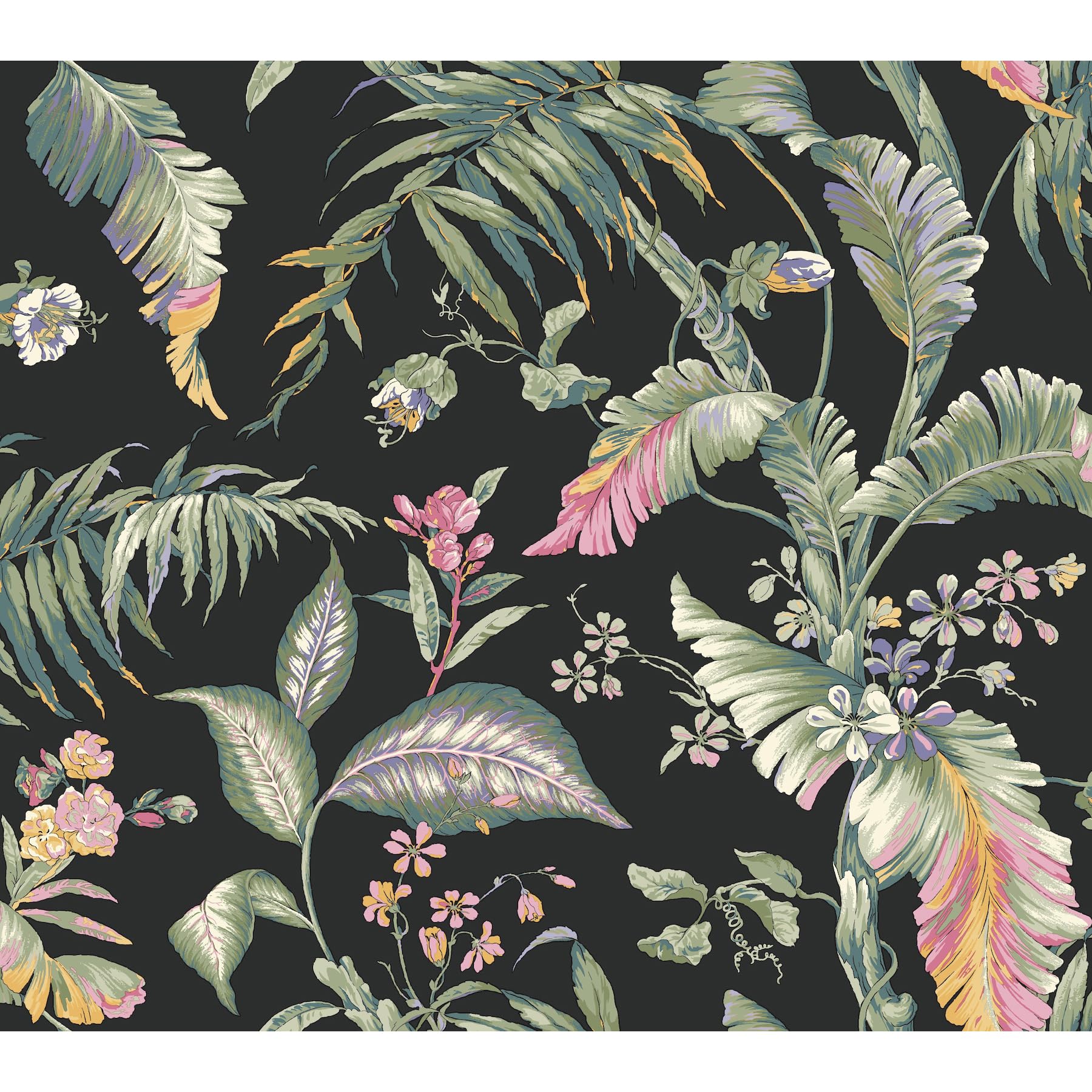 Papier peint autocollant noir mural exotique jardin des Fidji PSW1368RL