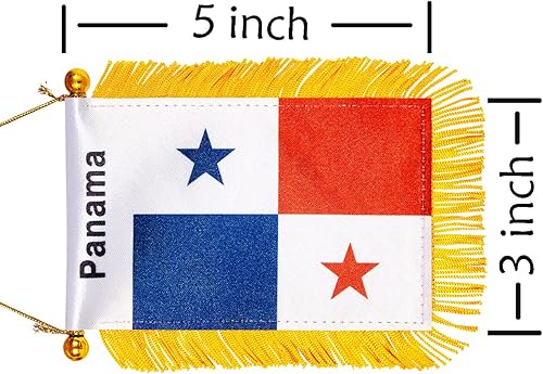 Miniatura 2 de WXTWK Bandera de Panamá de 3 x 5 pulgadas, bandera panameña para colgar en la ventana, pequeñas banderas para automóvil, decoración de espejo