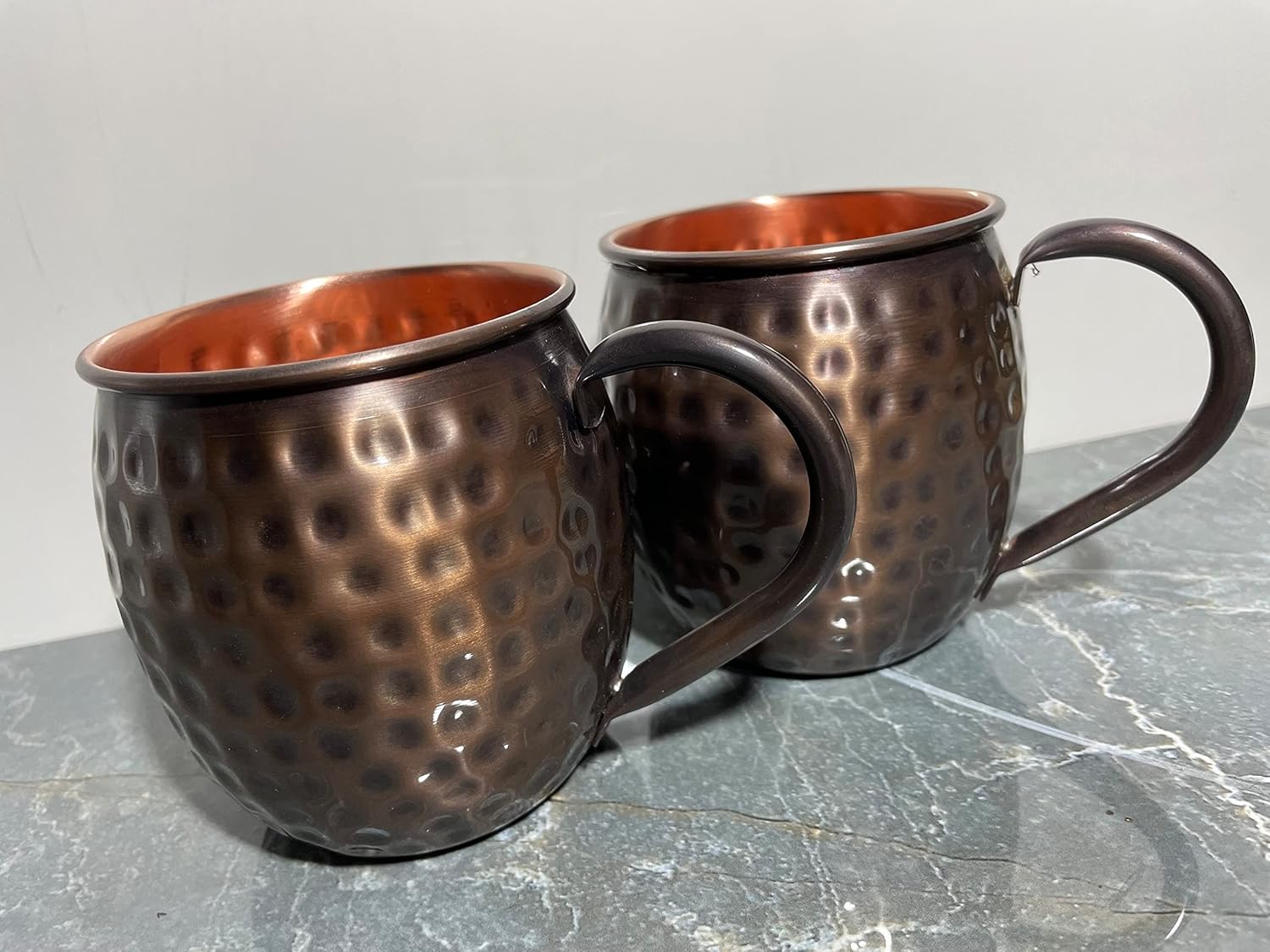 AWF Antique Hammered Finish Moscow Mule Copper Mug 16 (fl oz) each - 100% Food Safe -Hand Crafted- Set of 2 Mugs - valentine gift, thanks giving gift