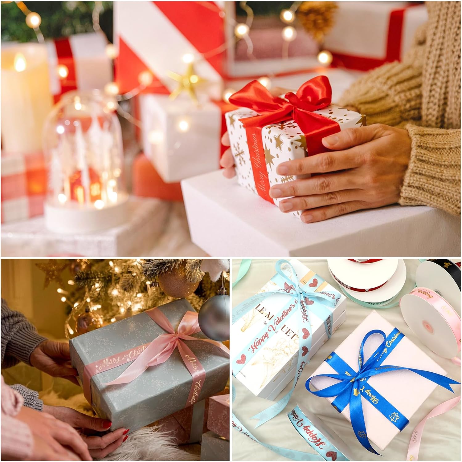 Custom Ribbon for Gift Wrapping, Personalized Ribbon with Text for Wedding Birthday Holiday Gifts, Scrapbooking Projects(100 Yards, 3/4 inch)