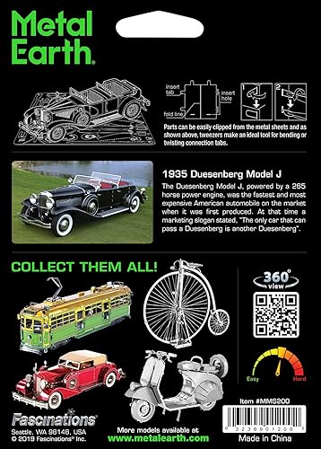 Miniatura 2 de Metal Earth Fascinations 1935 Duesenberg Modelo J 3D Kit de modelo de metal con pinzas