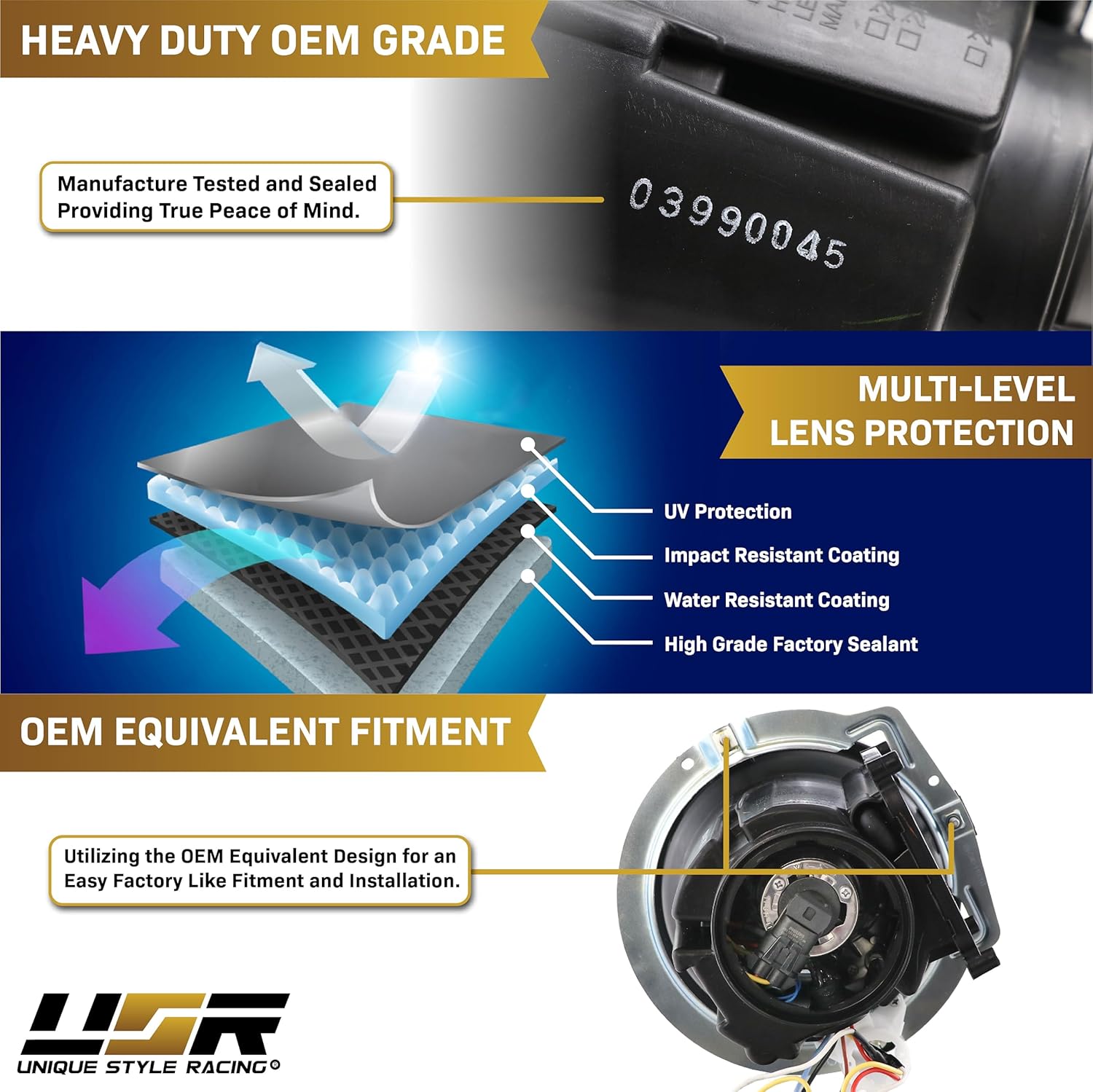 USR DEPO 02-06 W463 G Wagon AMG Style Chrome Projector Headlights - (Left + Right) Compatible with 2002-2006 Mercedes Benz G-Class (AMG G63 Style)