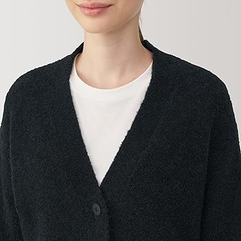 Amazon | 無印良品 婦人 ウール混ブークレVネックカーディガン