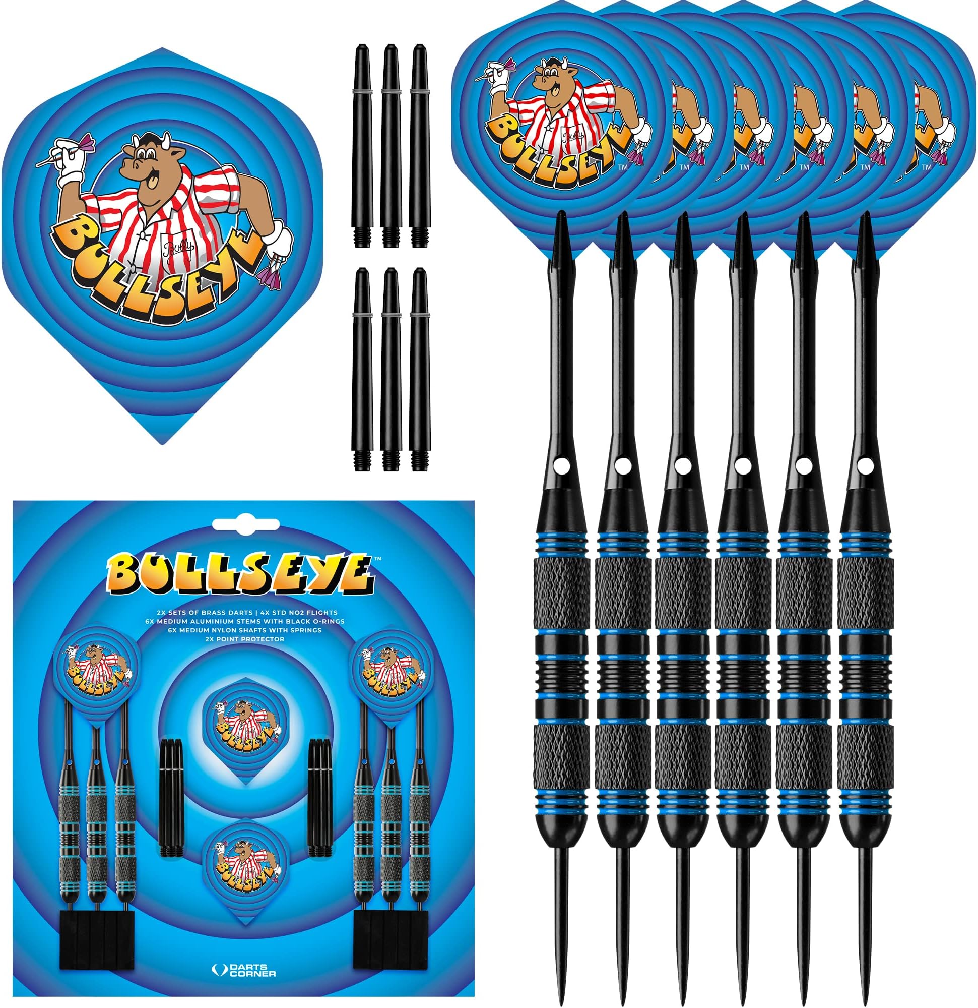 Bullseye Brass Steel Tip Darts Set | Gift Set | 2 Sets of Darts (D1166)