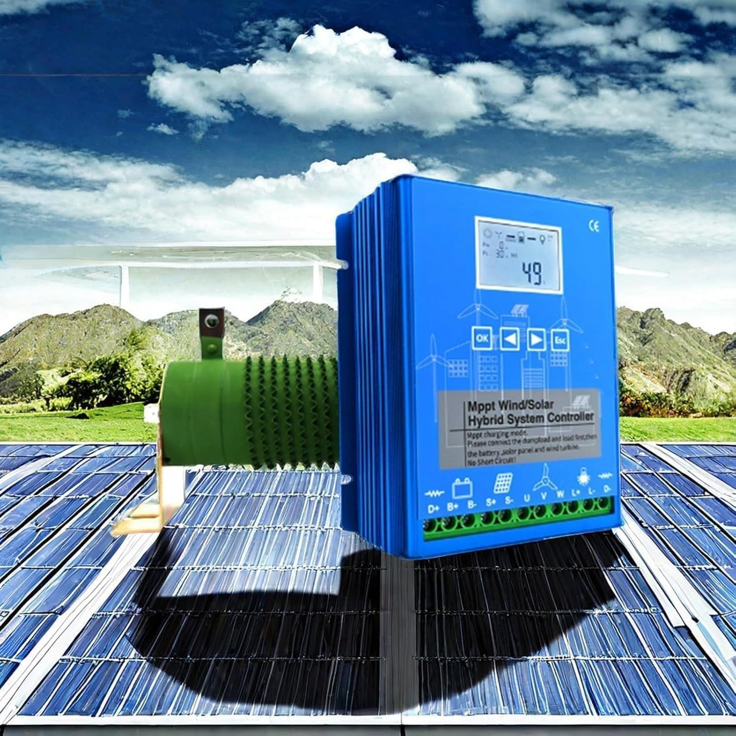 Hybrydowy regulator ładowania solarnego wiatru 2000 W, regulator MPPT do systemów off-grid, kompatybilny z systemami zasilania 12 V 24 V 48 V
