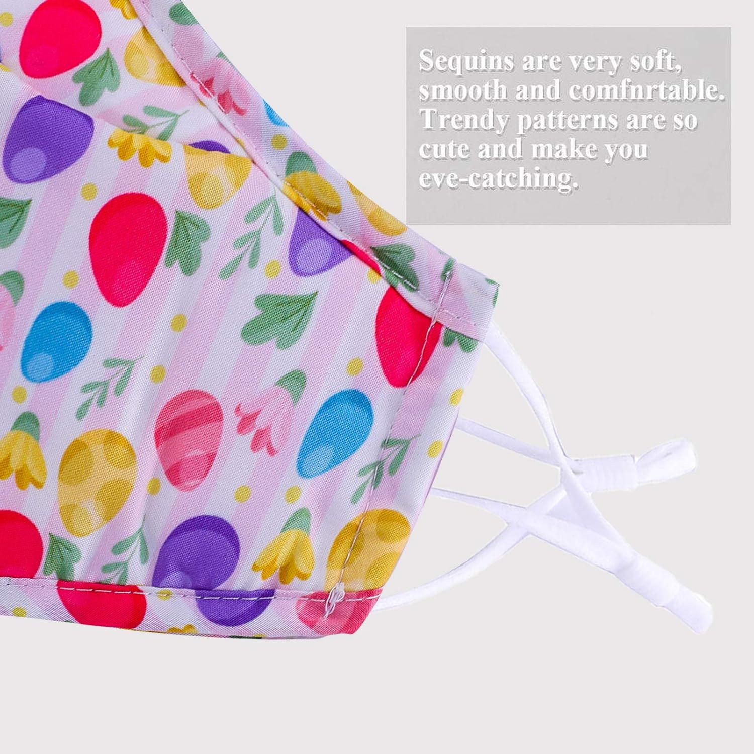 YUESUO Easter Egg Decorations Face Mask Cotton Reusable for Women Men,Washable Breathable Designer Cloth Fabric Madks,Gift Adult Earloop Mouth Nose Cover Small Femle Holiday Day
