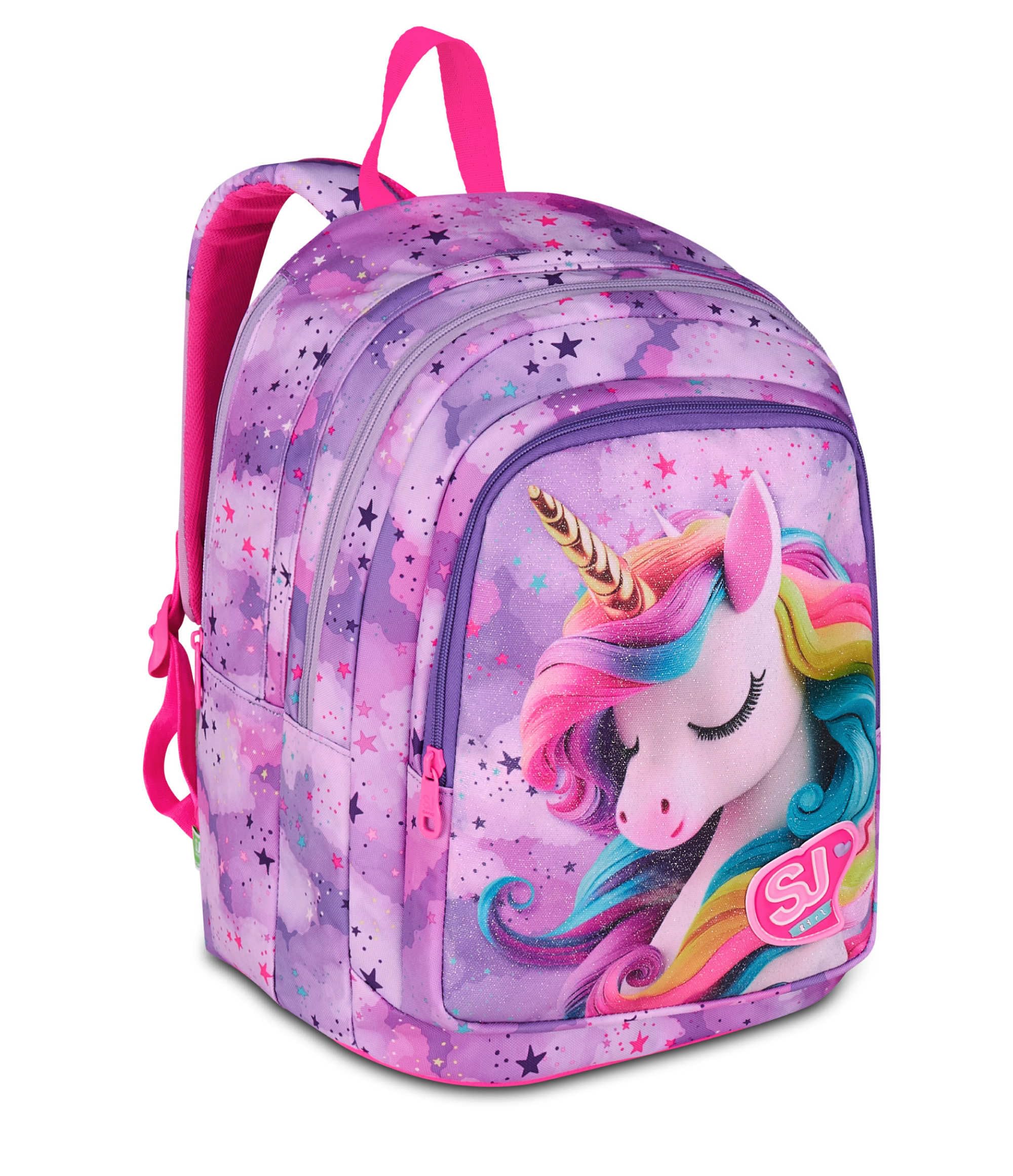 SJ GANG STYLE JAM GANG Zaino Scuola Advanced, Fucsia, Maxi Ali Estraibili, Doppio Scomparto e Tasca per Borraccia, 29 L, Zaino Scuola Elementare, Zaino Bambina