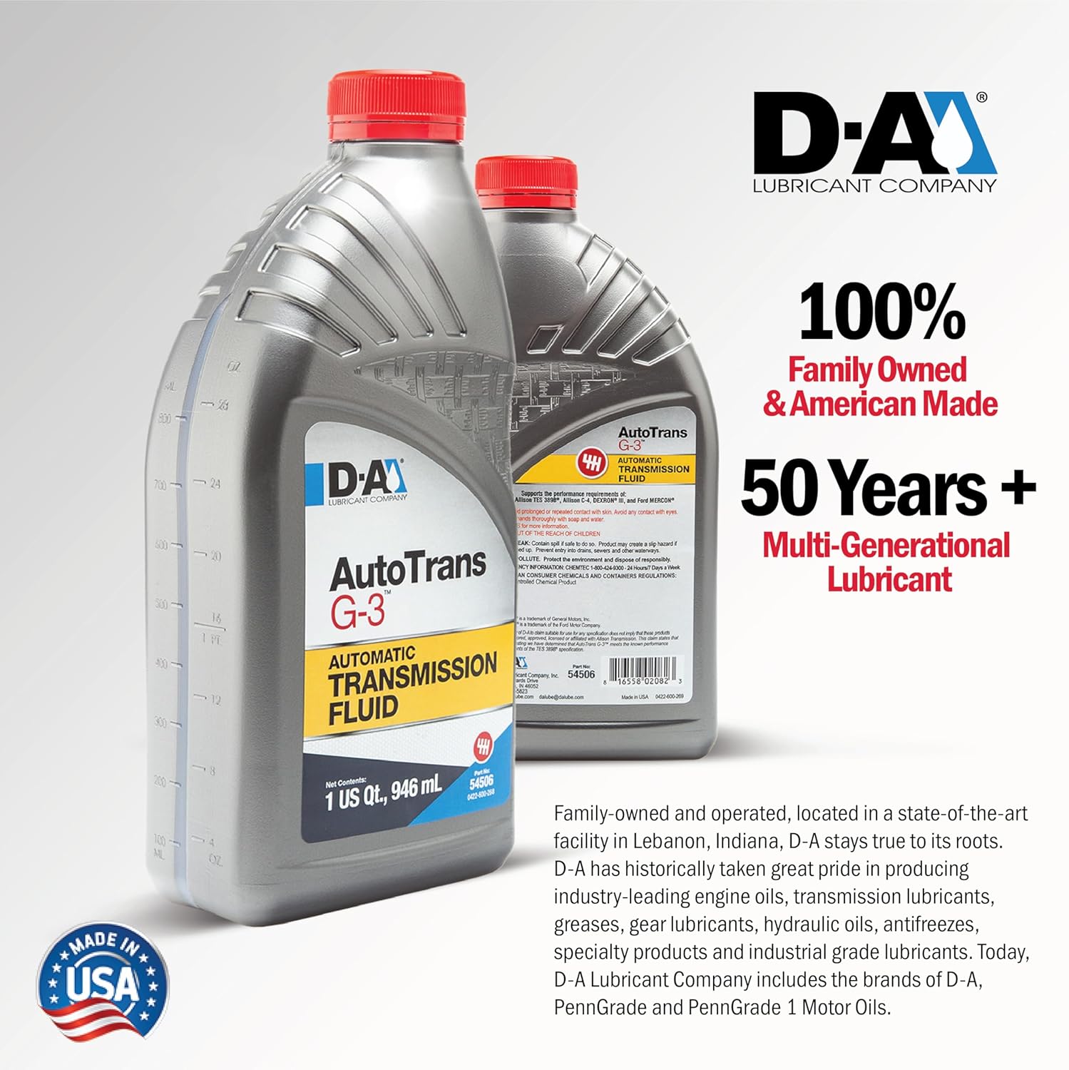 D-A LUBRICANT COMPANY 54506, Autotrans G3 Conventional Automatic Transmission Fluid (ATF), 1 Quart (12 Pack)