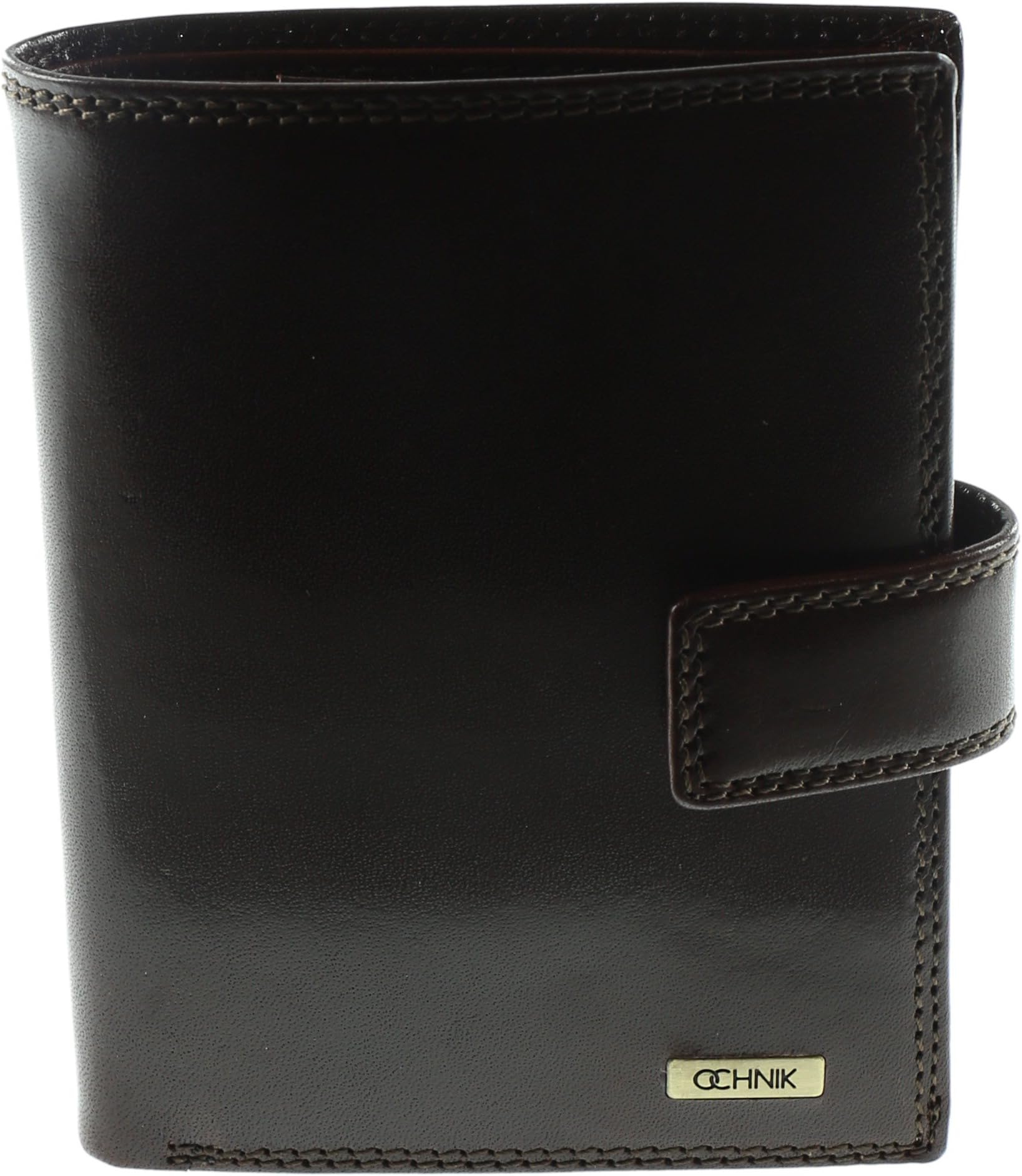 Men's Genuine Leather Tri-fold Wallet with 3 ID Card Pockets and Snap Closure