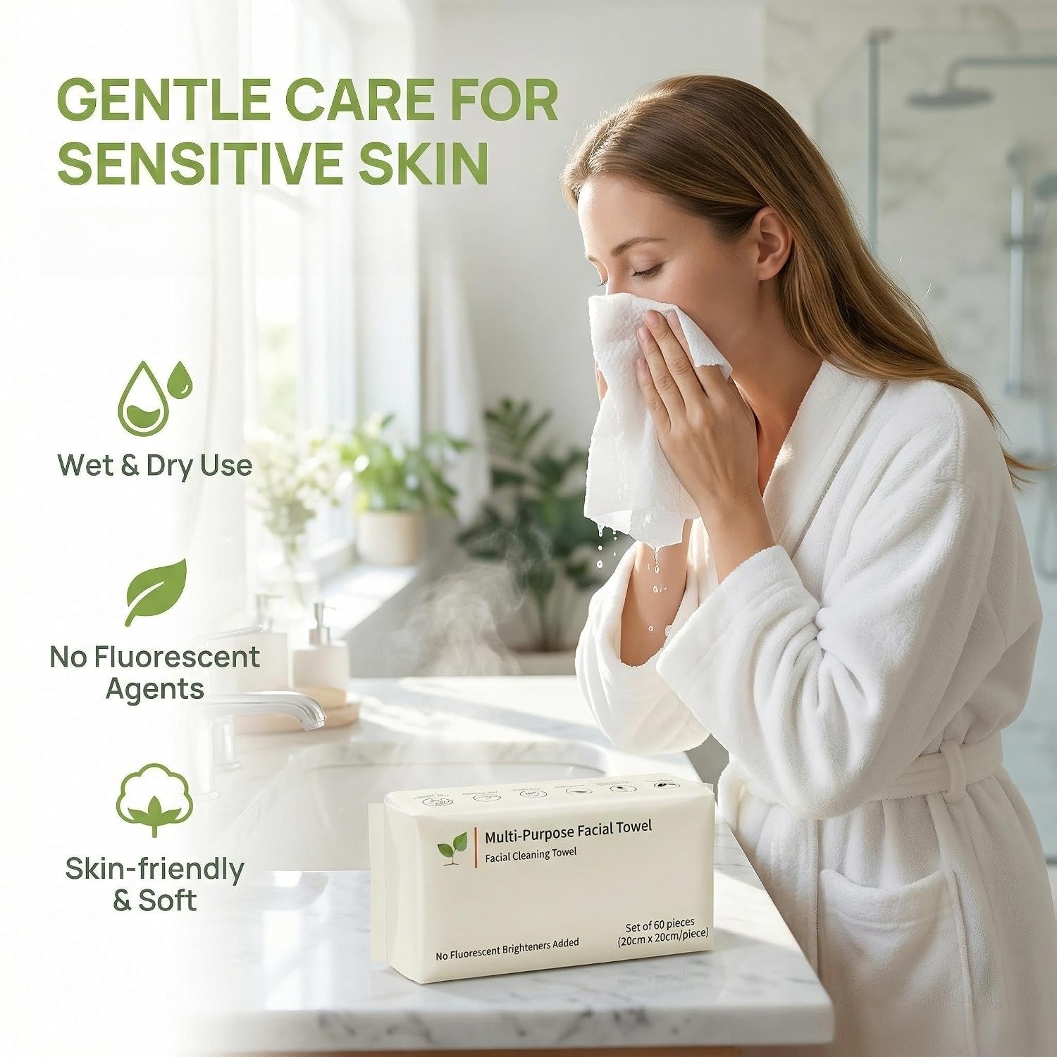 Dry Wipes for Adults – 600 Count Individually Wrapped Disposable Face Cloths | Thick & Lint-Free Facial Towels for Sensitive Skin, Makeup Remover, Travel & Home | Unscented Plant-Based Viscose