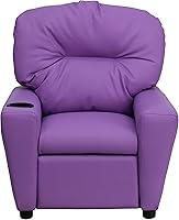 Vista 12 de Flash Furniture - Contemporáneo sillón reclinable de vinilo color beige para niños, base para vasos