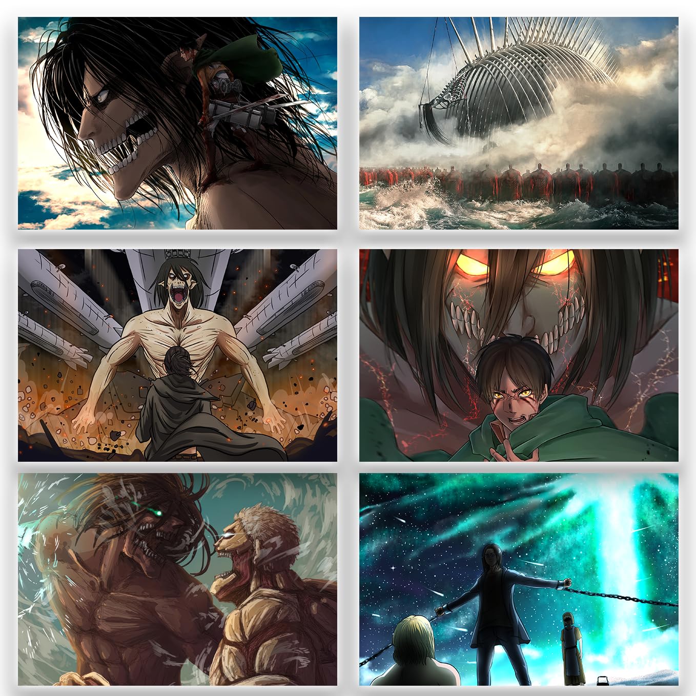 SoulAbiti Attack on Titan set of 20 anime posters landscape (Eren, Mikasa, Levi, Attack Titan, Beast titan, Reiner and more 9x12 inches 300 GSM) comes with double-sided tape - Multicolor 3