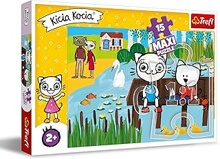 Trefl Kicia Kocia nad Jeziorem Puzzle 15 Maxi o Wysokiej Jakości Nadruku dla Dzieci od 2 lat