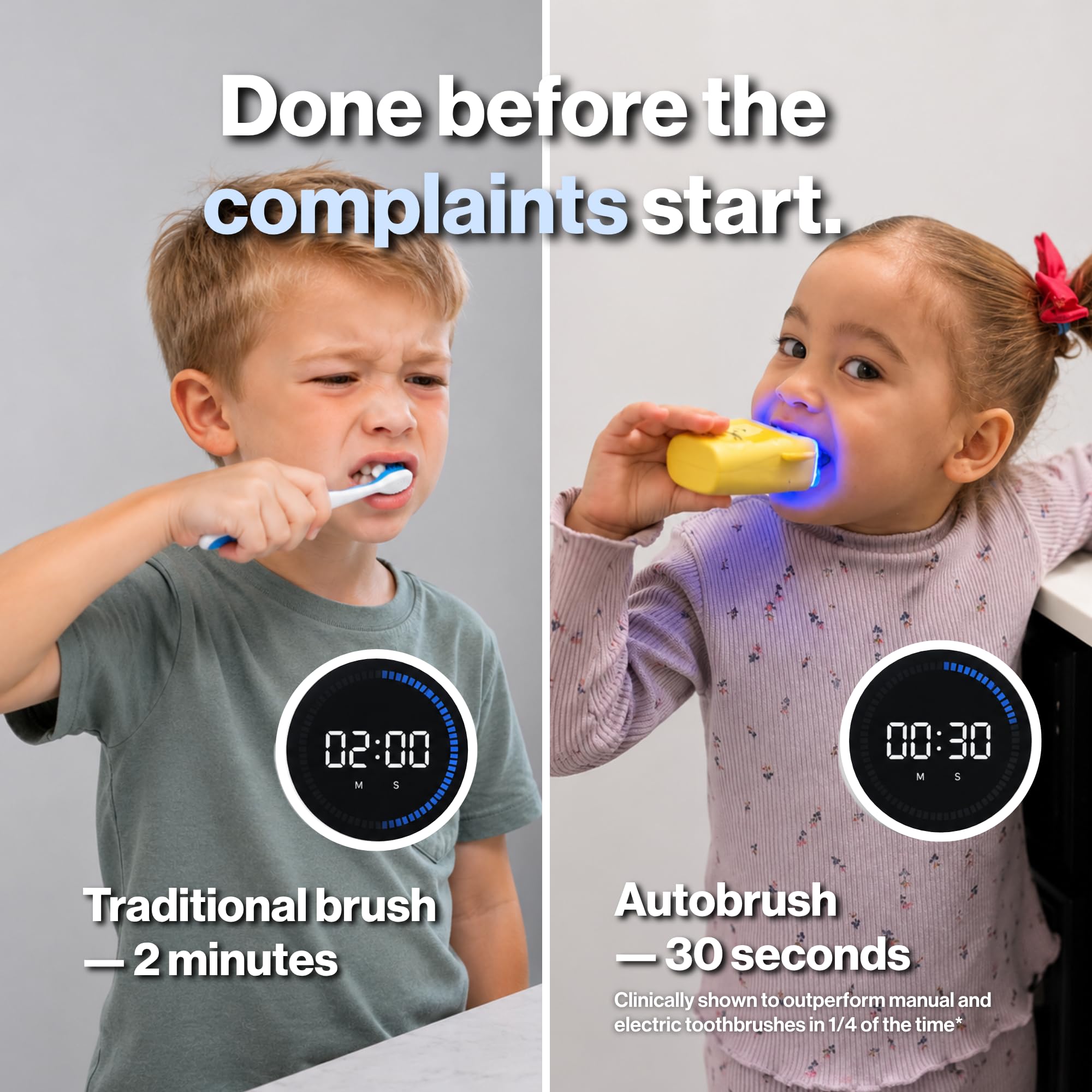 autobrush Cepillo de dientes eléctrico para niños, solo aceptado por ADA, cepillo de dientes en forma de U, clínicamente probado hasta 5.1 veces mejor limpieza, 30 segundos, cobertura completa de 360