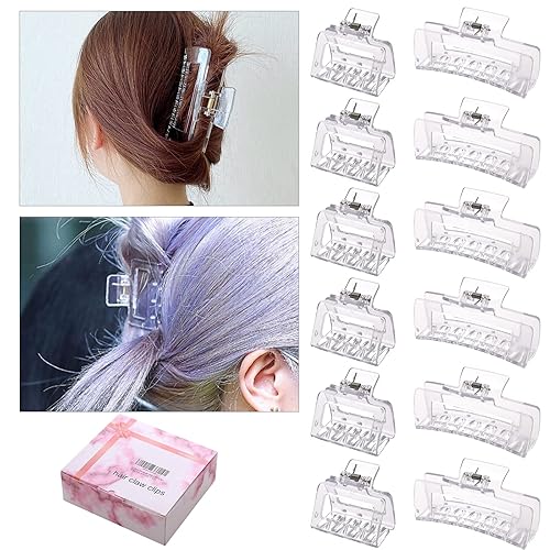 Miniatura 48 de Paquete de 12 pinzas cuadradas para el cabello, rectangulares neutrales grandes y pequeñas, antideslizantes, mate, grandes para mujeres, pinzas