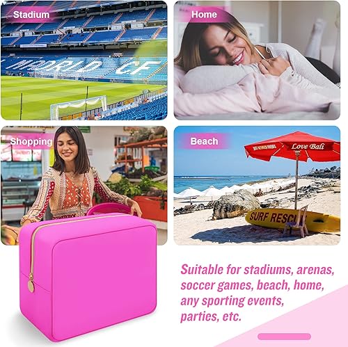 Miniatura 6 de Iqimott Bolsa Grande de Maquillaje de Nylon para Viaje, Bolsa de Cosméticos Preppy Grande Organizadora de Maquillaje de Nylon Bolsa de Aseo de Gran