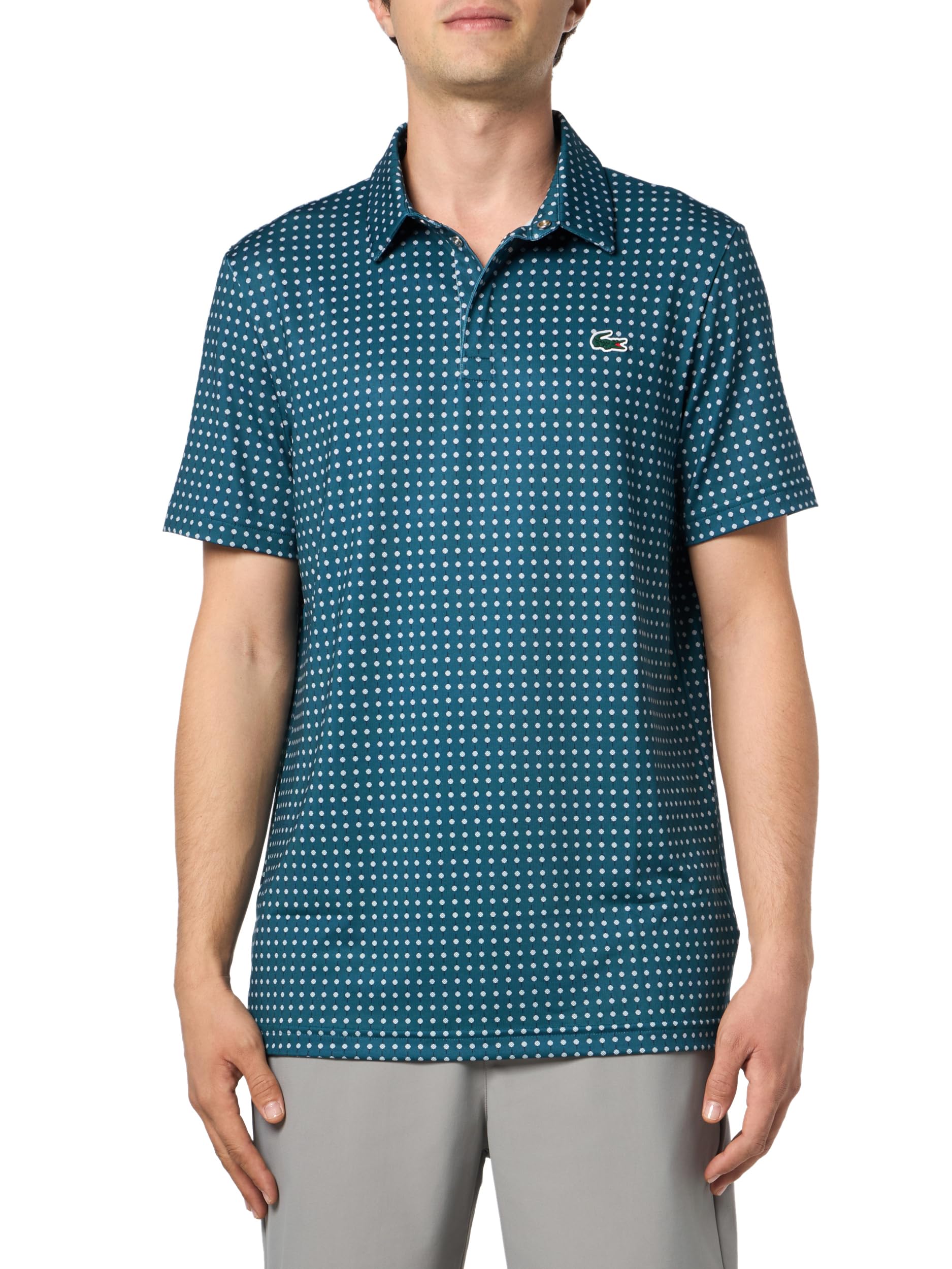 Lacoste Men's Elytra White/Flour Golf Polo Shirt Regular Fit Uv Protection M