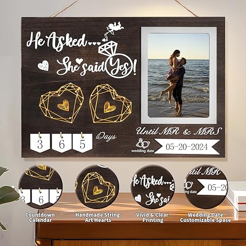 Miniatura 2 de Regalos de compromiso para parejas, calendario de cuenta regresiva de boda único de LANGHUA puede registrar la fecha de la boda, regalos de