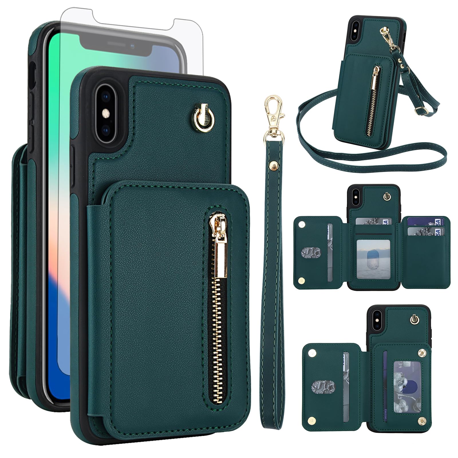 Étui anti-rayures iPhone Xs Max Asuwish protection écran portefeuille RFID - 8