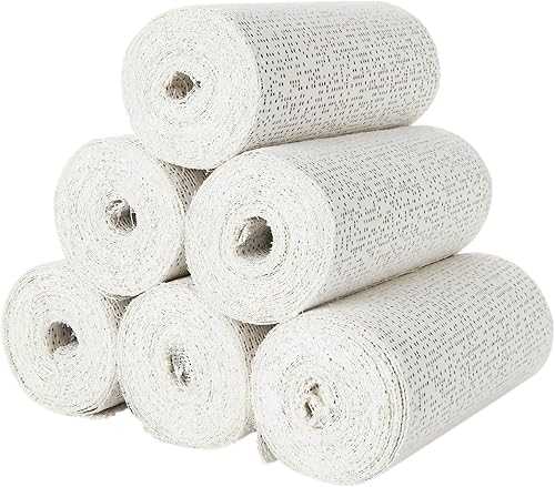 Paquete de 6 vendas de gasa de yeso para manualidades de pasatiempos, cada rollo de rollos de tela de yeso de 6 x 180 pulgadas a granel, vendaje de