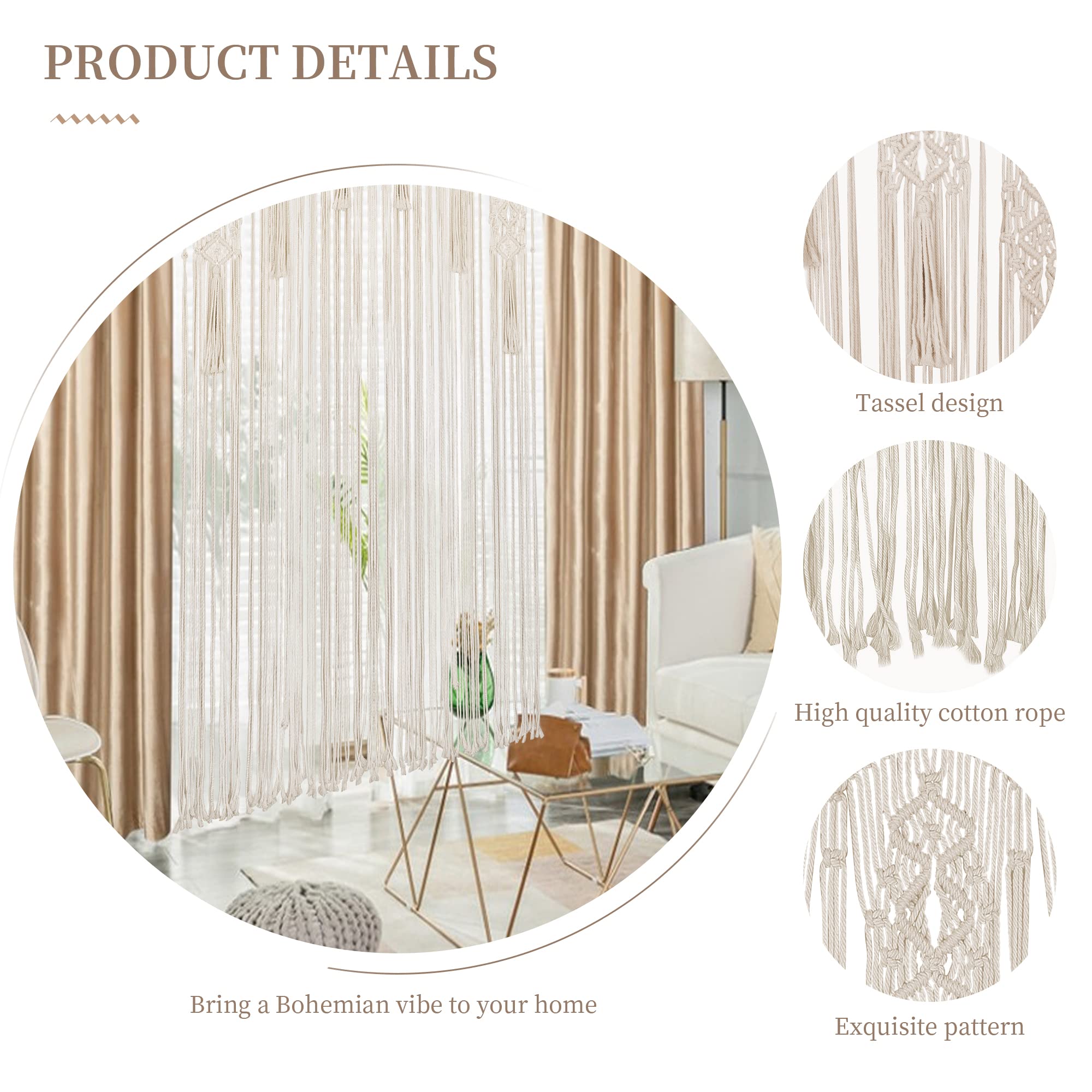 Osunnus Boho Macrame Window Curtain - 79"x35" Handwoven Cotton Room Divider Or Doorway Curtain (2 Panels)