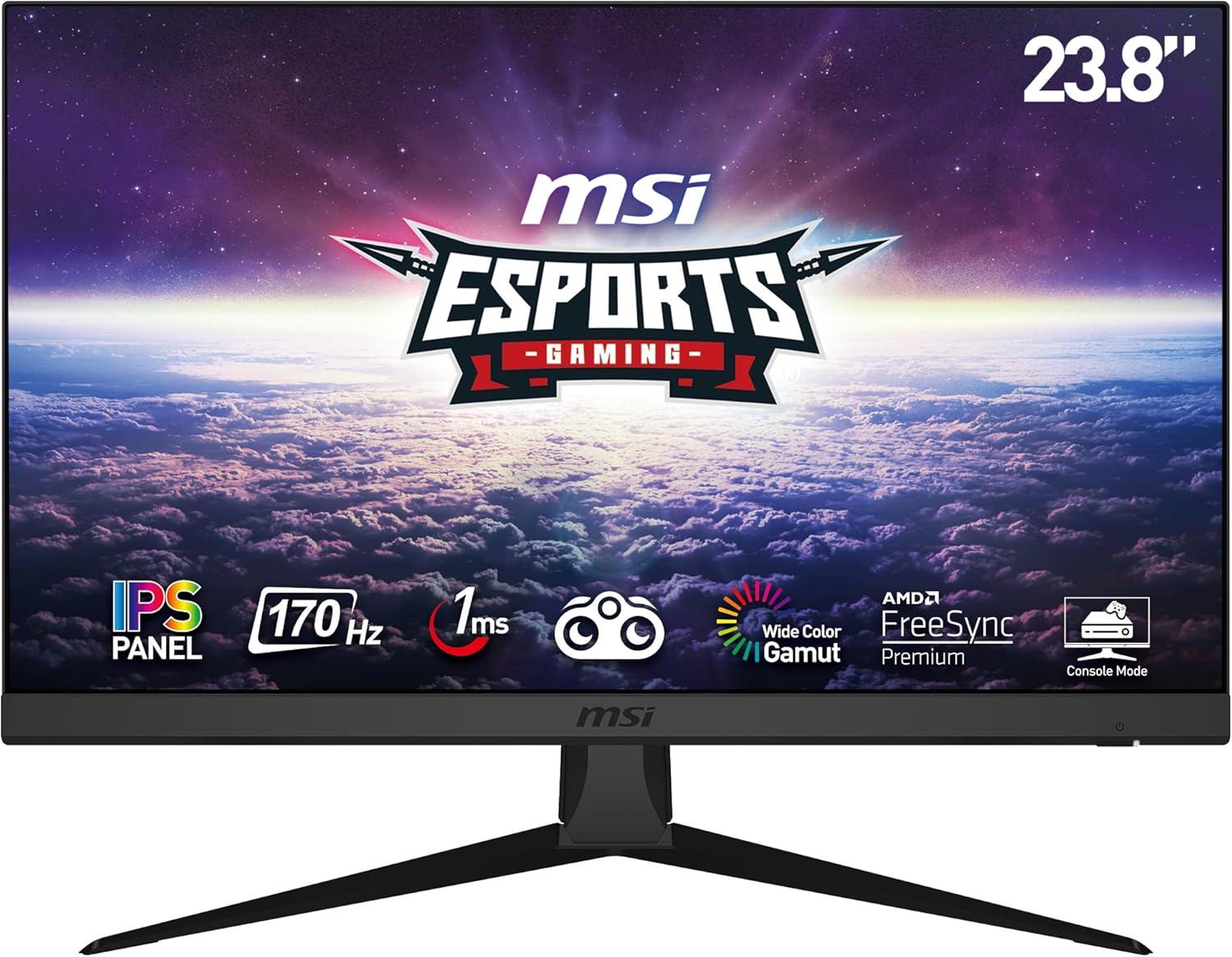 MSI G2412 Monitor Gaming IPS 24, FHD (1920x1080), 170 Hz, 1ms, AMD FreeSync Premium, DP 1.2a, HDMI 1.4b CEC, Night Vision, Anti-flickr, Less Blue light MSI G2412 Monitor Gaming IPS 24, FHD (1920x1080), 170 Hz, 1ms, AMD FreeSync Premium, DP 1.2a, HDMI 1.4b CEC, Night Vision, Anti-flickr, Less Blue light